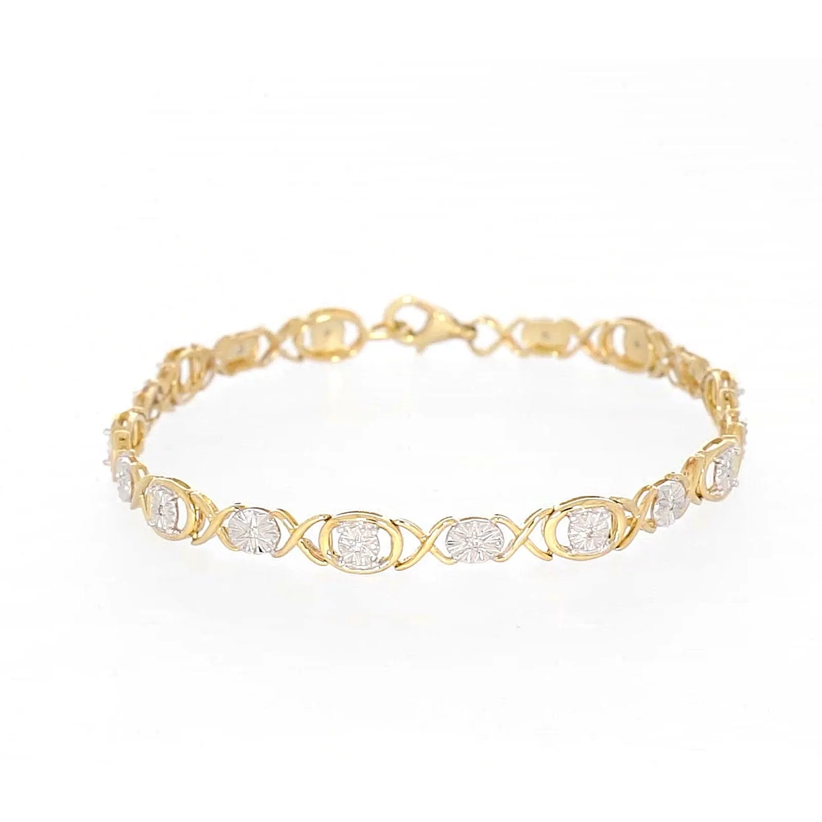 9ct Yellow Gold & Diamond Set Bracelet