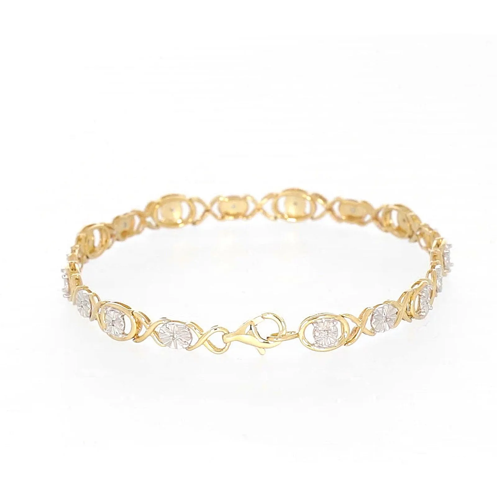 9ct Yellow Gold & Diamond Set Bracelet