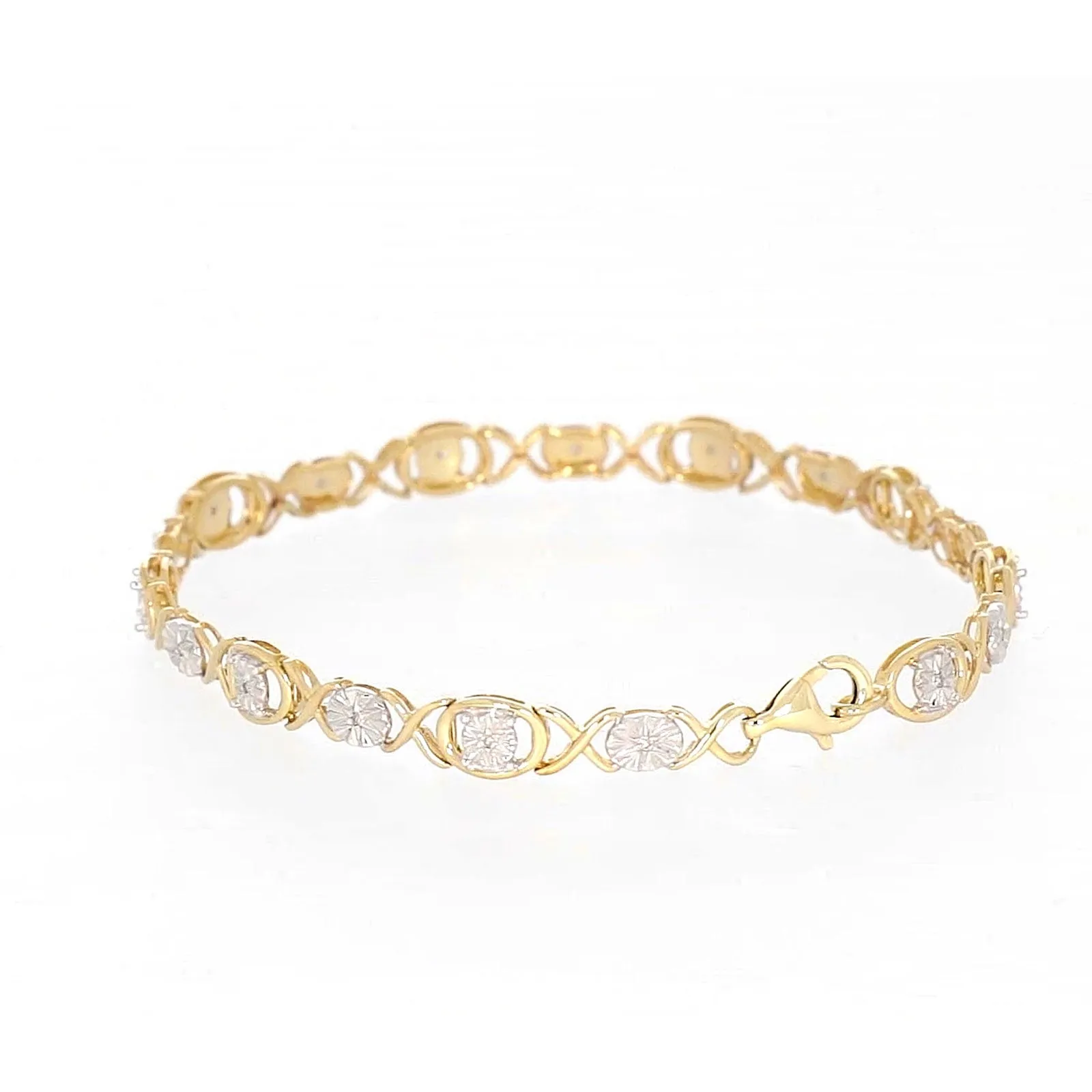 9ct Yellow Gold & Diamond Set Bracelet