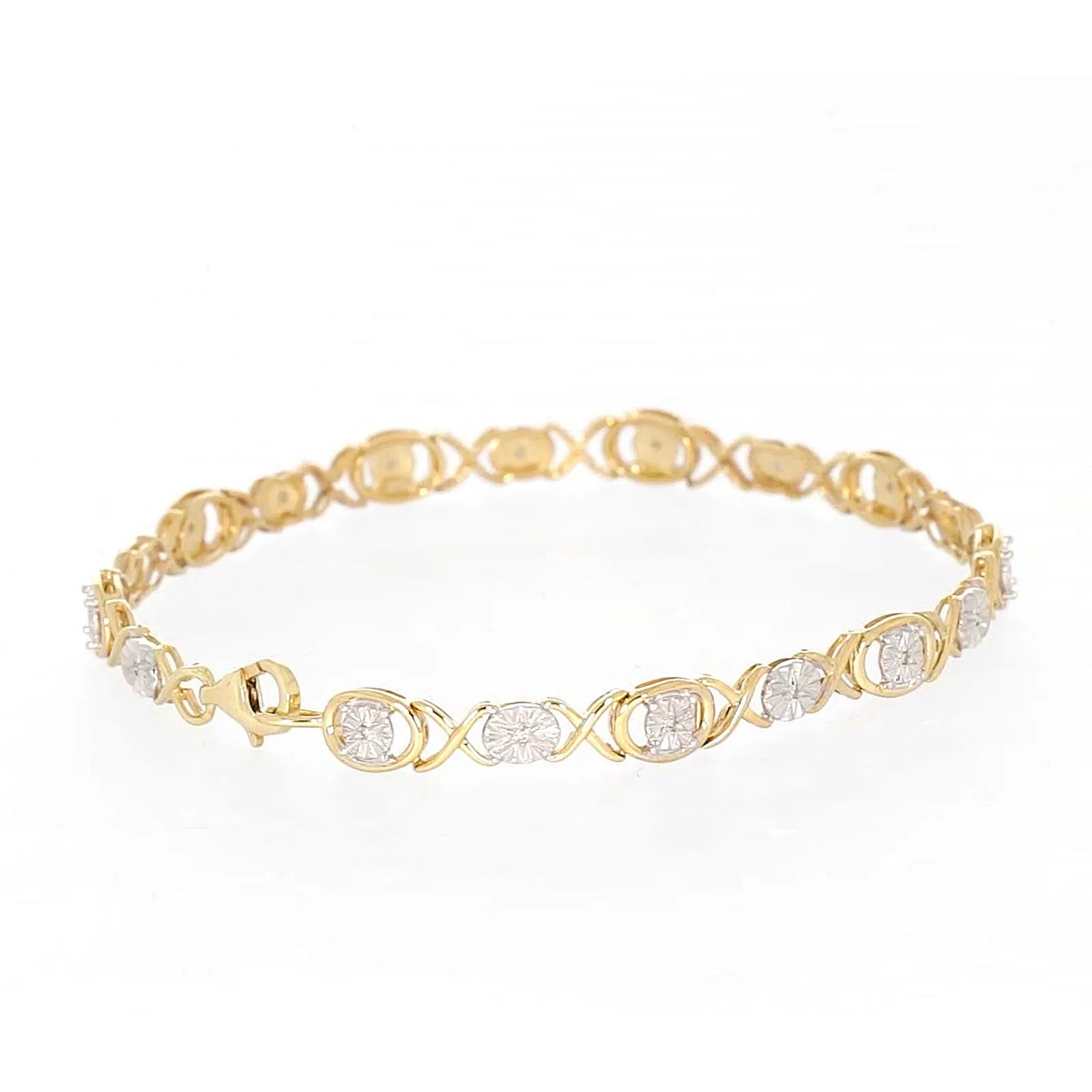 9ct Yellow Gold & Diamond Set Bracelet