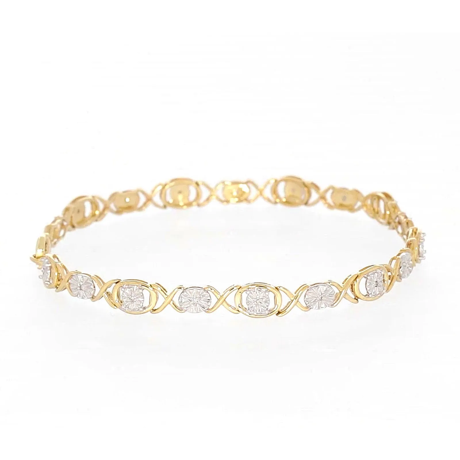 9ct Yellow Gold & Diamond Set Bracelet