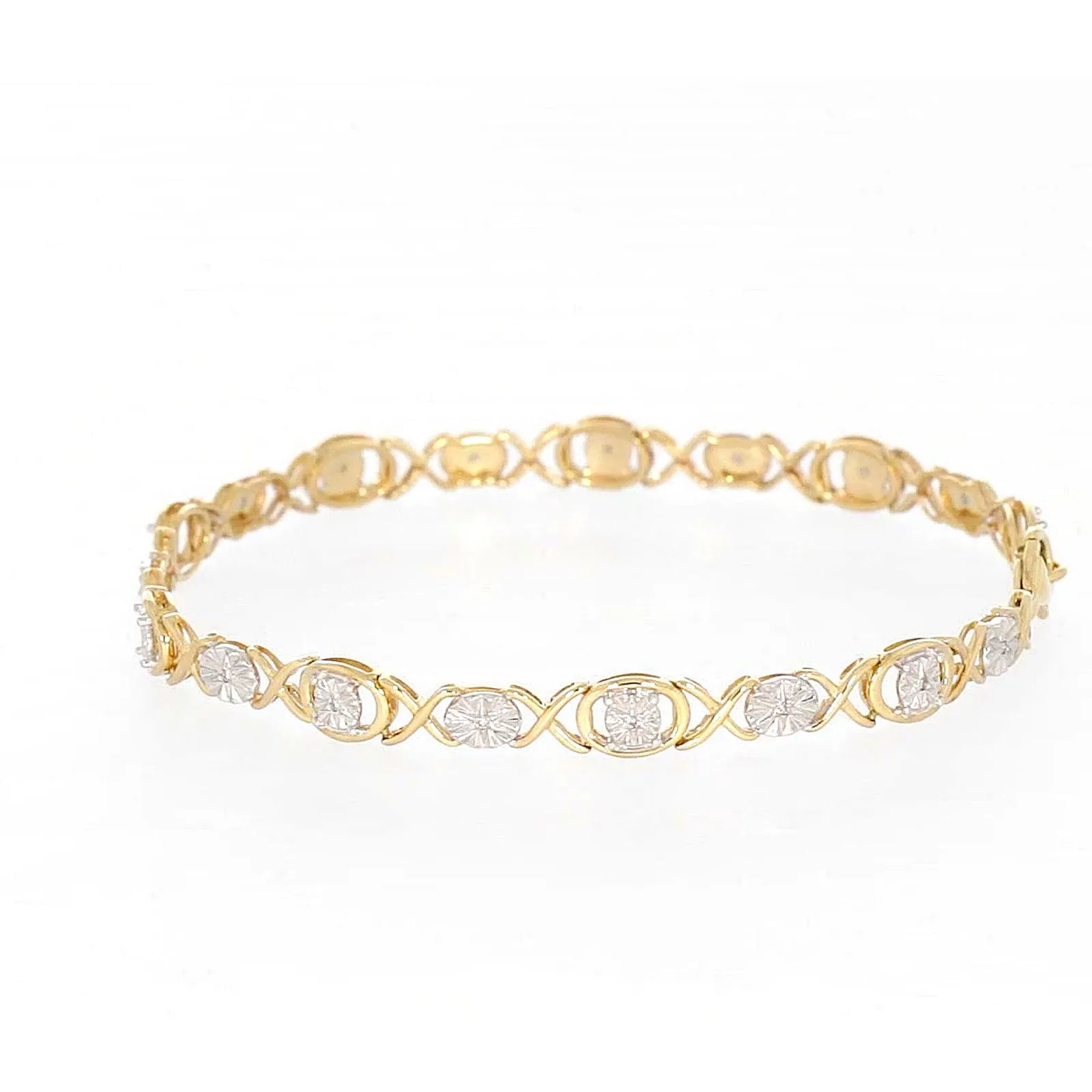 9ct Yellow Gold & Diamond Set Bracelet