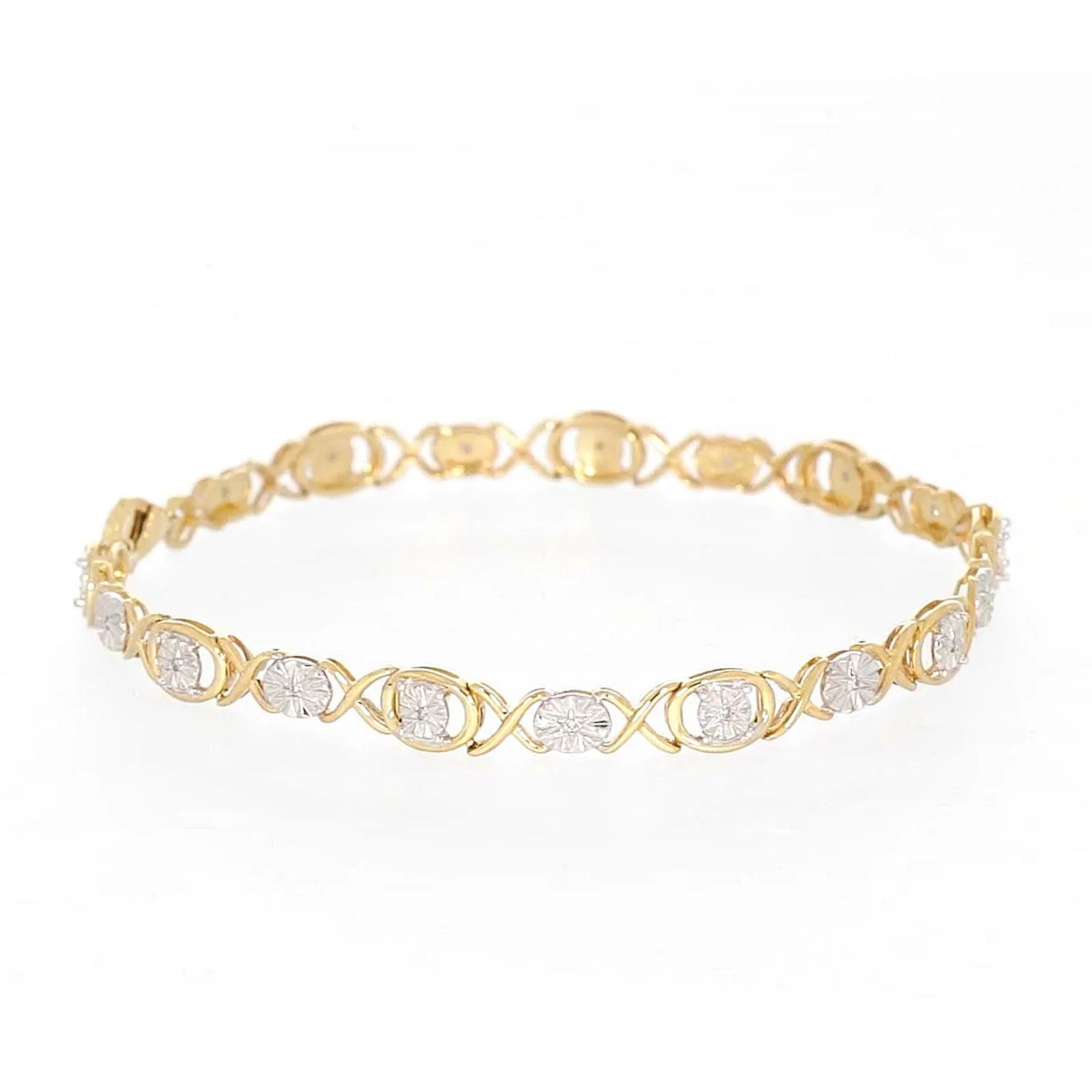 9ct Yellow Gold & Diamond Set Bracelet