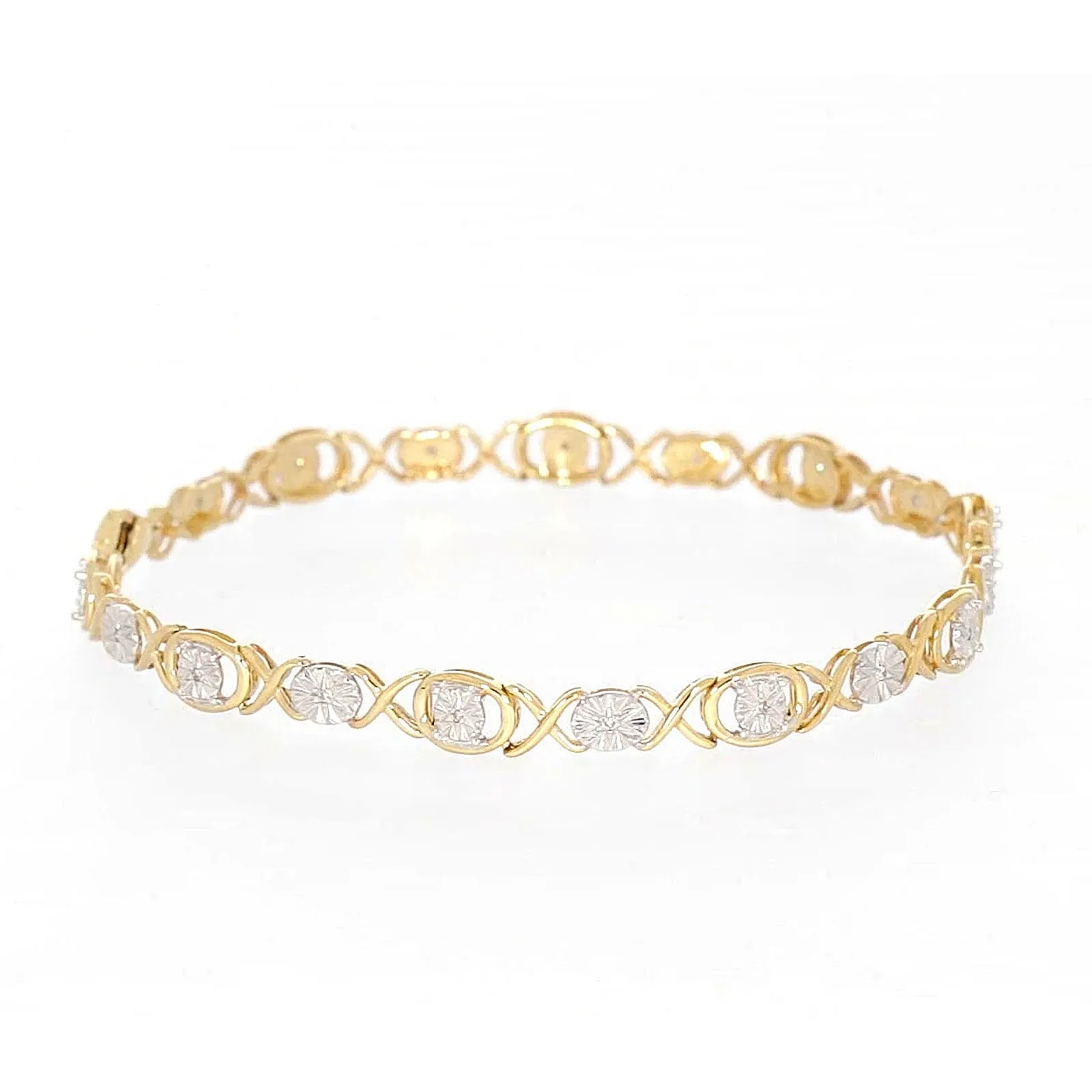 9ct Yellow Gold & Diamond Set Bracelet