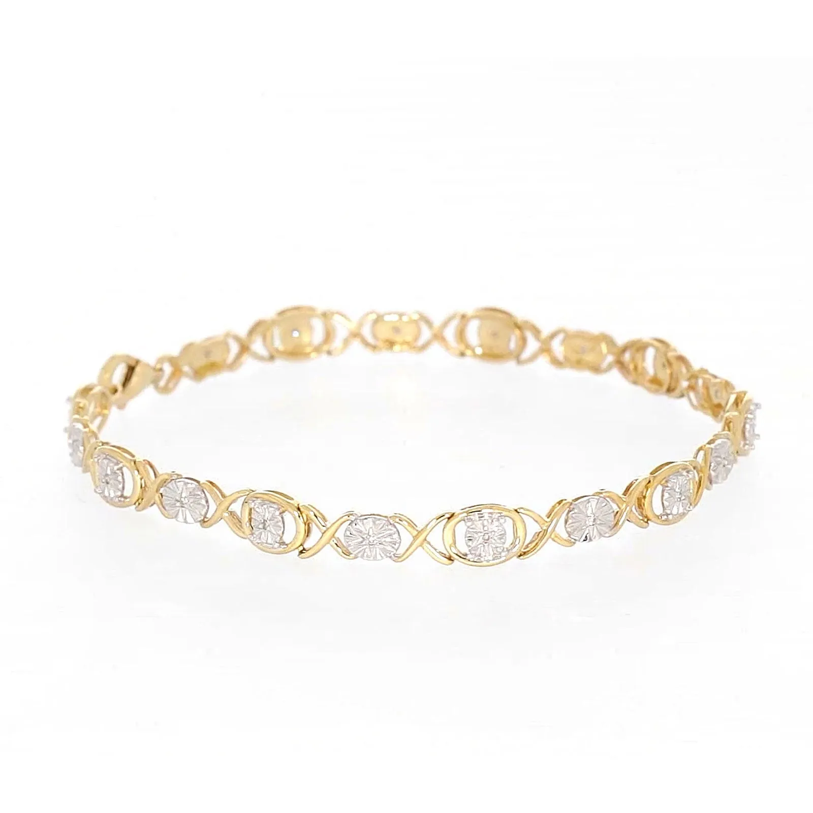 9ct Yellow Gold & Diamond Set Bracelet