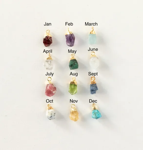 Additional Rough Cut Birthstones in Gold