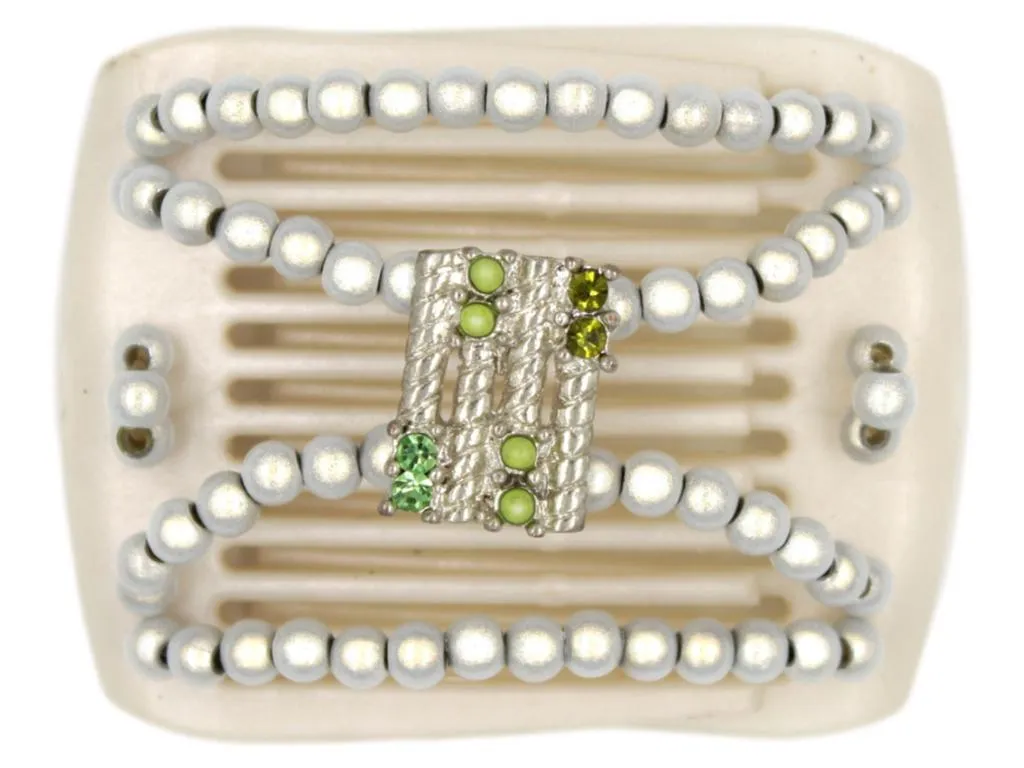 African Butterfly LadyBug Hair Comb - White Pearl 33