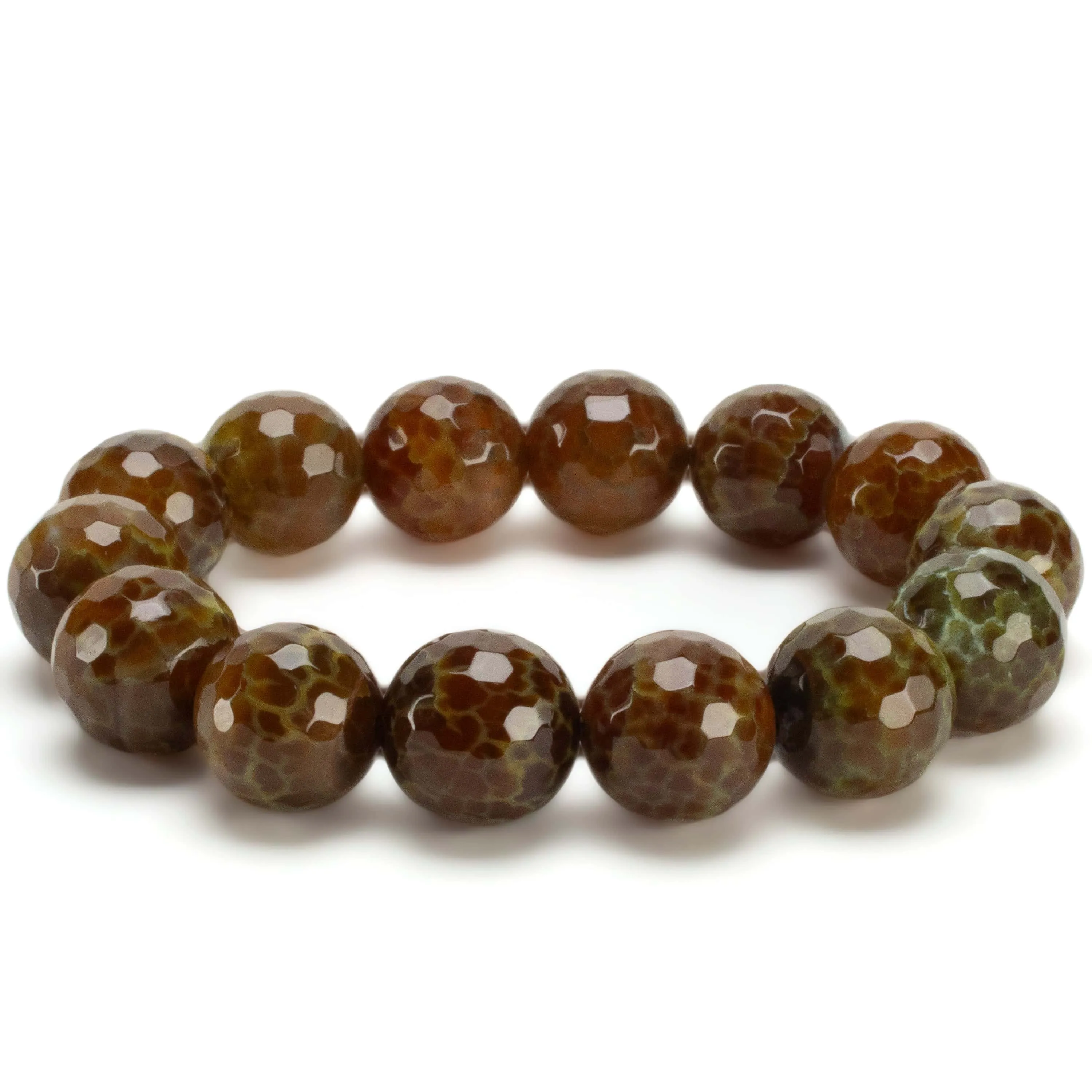 Agate Faceted Natural Gemstone Bead Elastic Bracelet