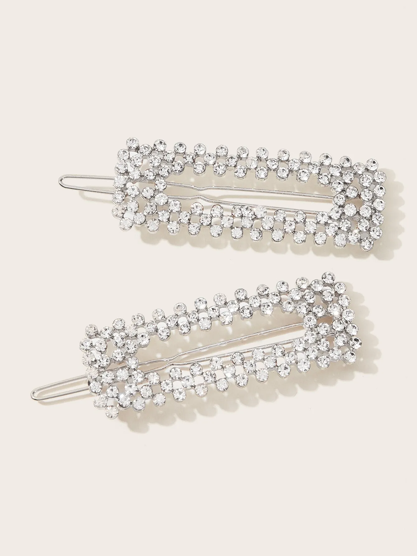 All-over Rhinestone Decor Hair Clip 2pcs for Women Barrette Styling Hair