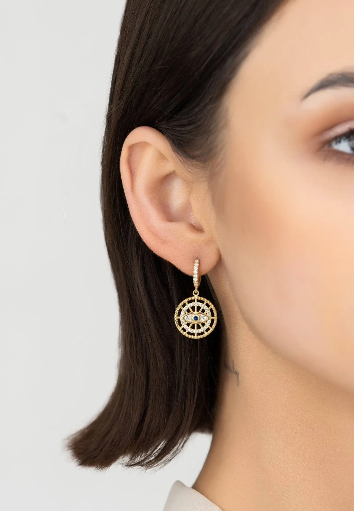 All Seeing Eye Drop Earrings Gold