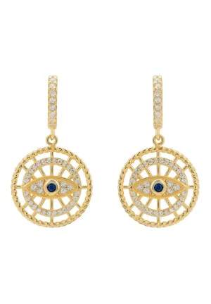 All Seeing Eye Drop Earrings Gold