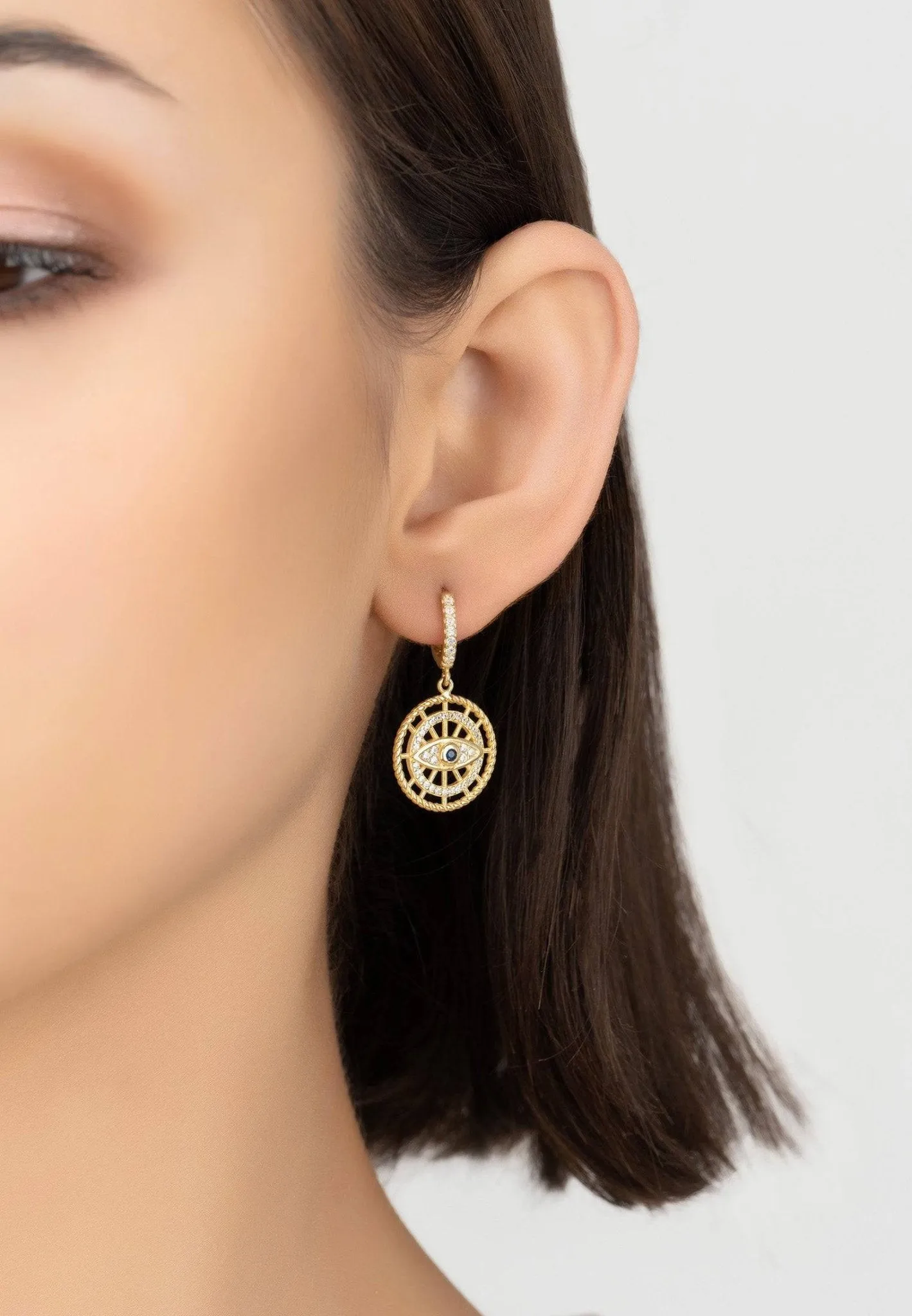 All Seeing Eye Drop Earrings Gold