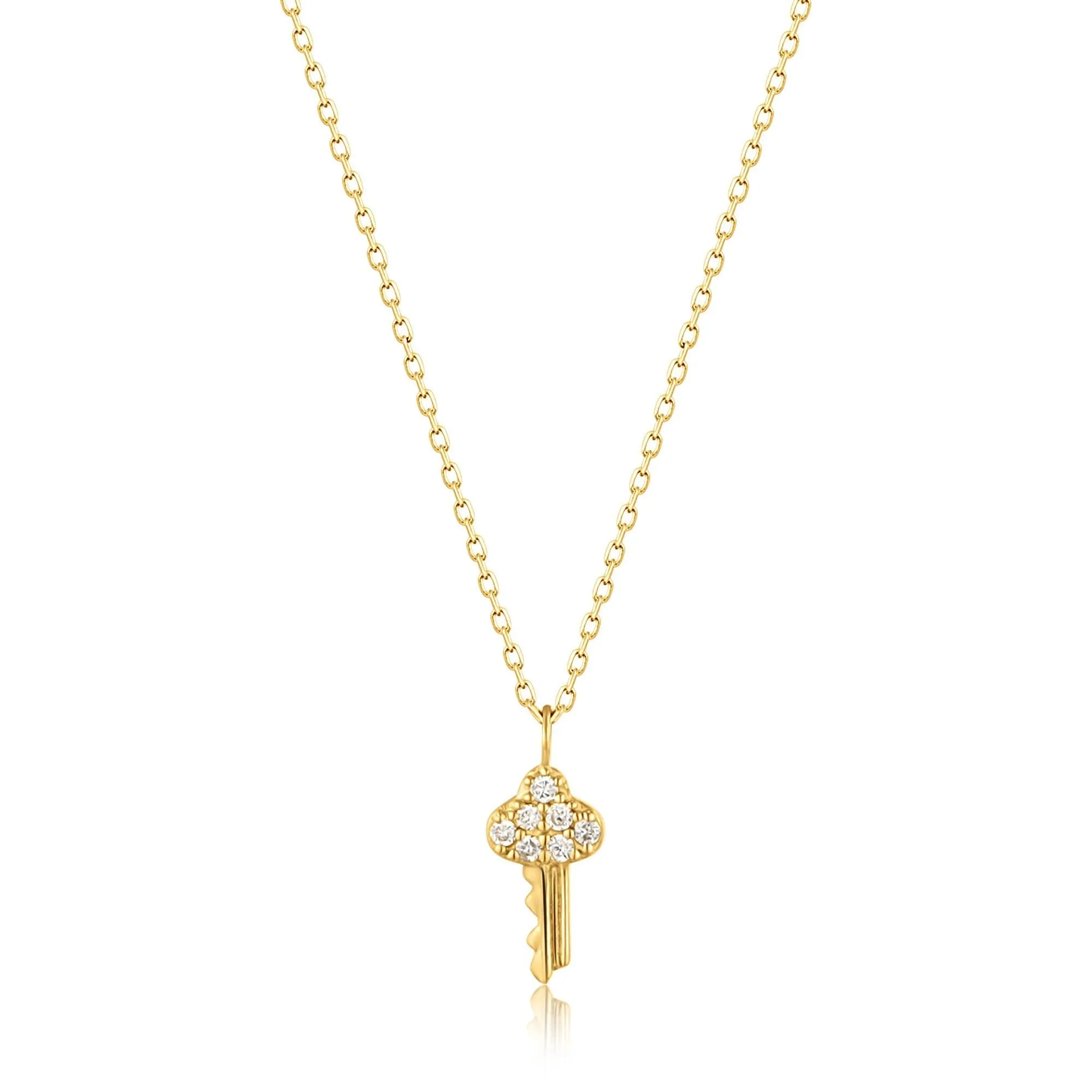 Ania Haie 14kt Gold Natural Diamond Key Necklace