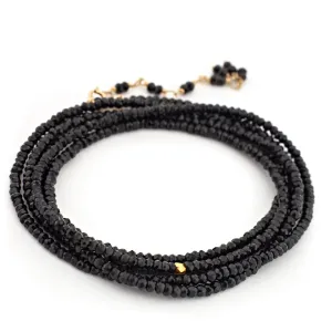 Anne Sportun Black Spinel Beaded Wrap Bracelet & Necklace 34" B098G-SPIN