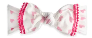 Baby Bling Baby Love Printed Mini Pom Trimmed Knot Headband