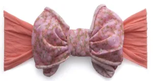 Baby Bling Coral Floral Jersey Bow Headband