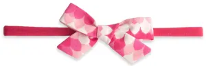 Baby Bling Pink Scallop Cotton Print Skinny Bow Headband