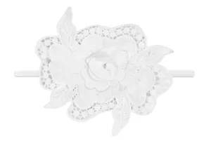 Baby Bling White Applique Flower on White Skinny Headband