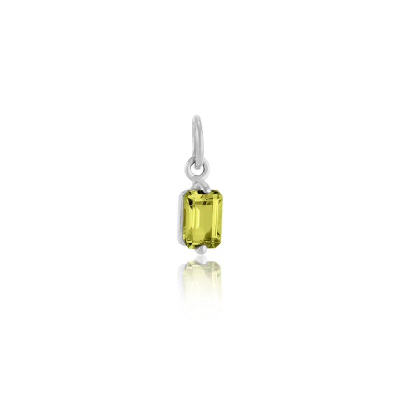 Baguette Mini Pendant, Peridot, Silver