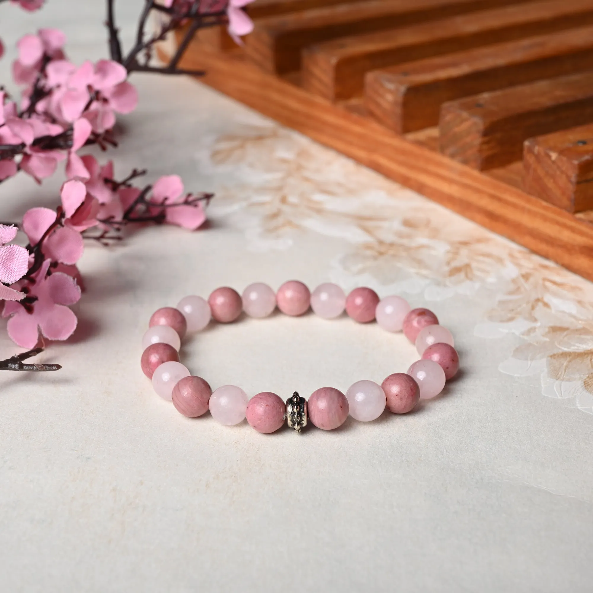 Bamboology Trends Healing gemstone bracelet Rose Quartz and Rhodonite