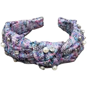 Bari Lynn Tweed Jewel Knot Headband - Purple