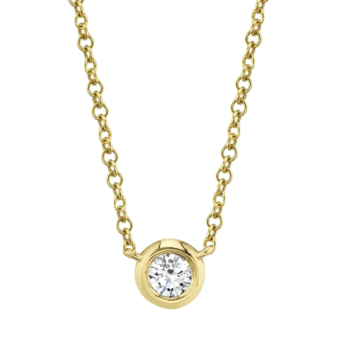 Bezel Set Diamond Drop Necklace