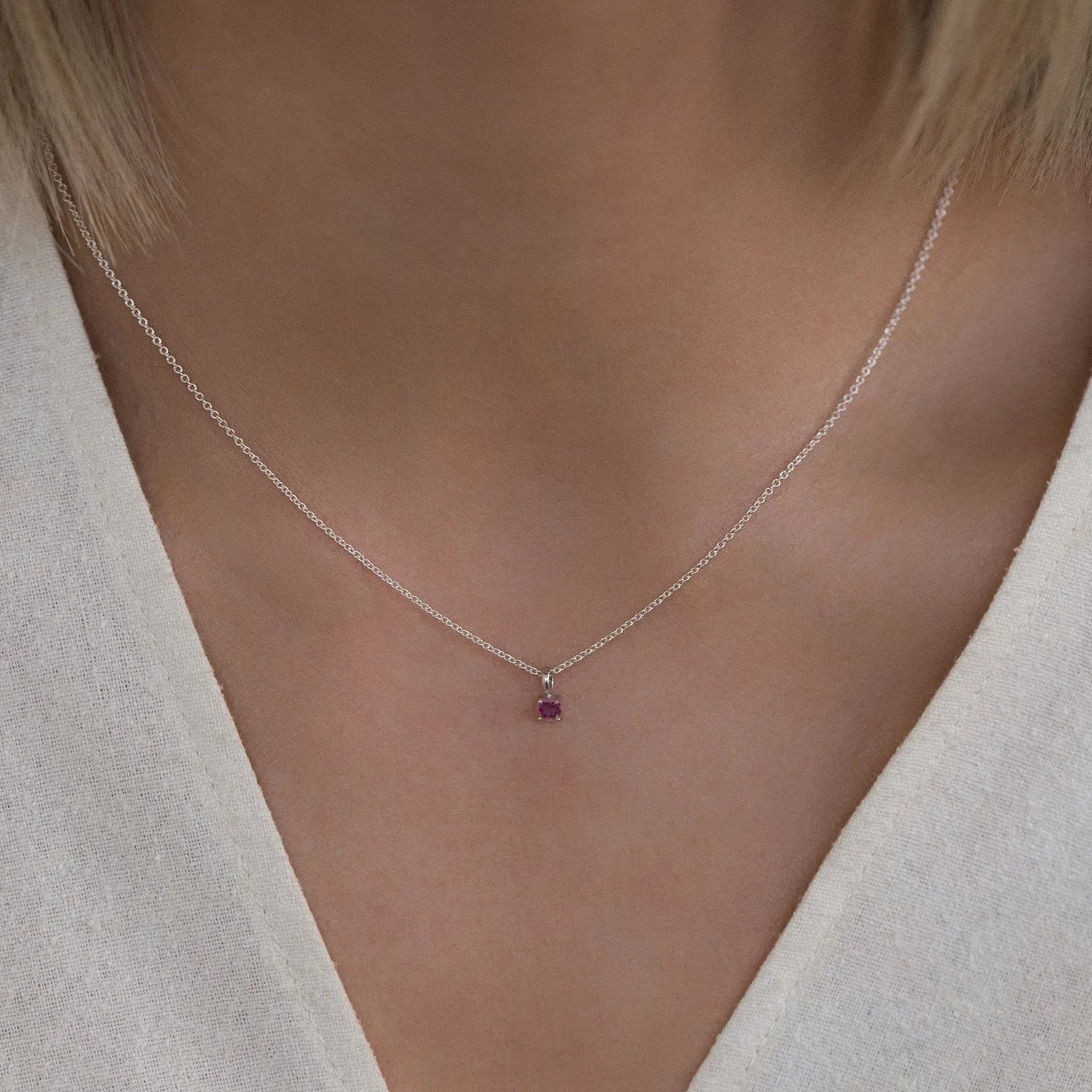 Birthstone Necklace | Silver & Garnet