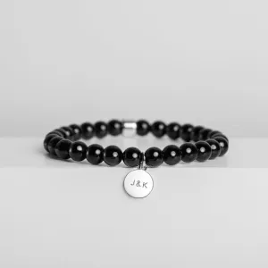 Black Tourmaline Bracelet with Sterling Silver Charm