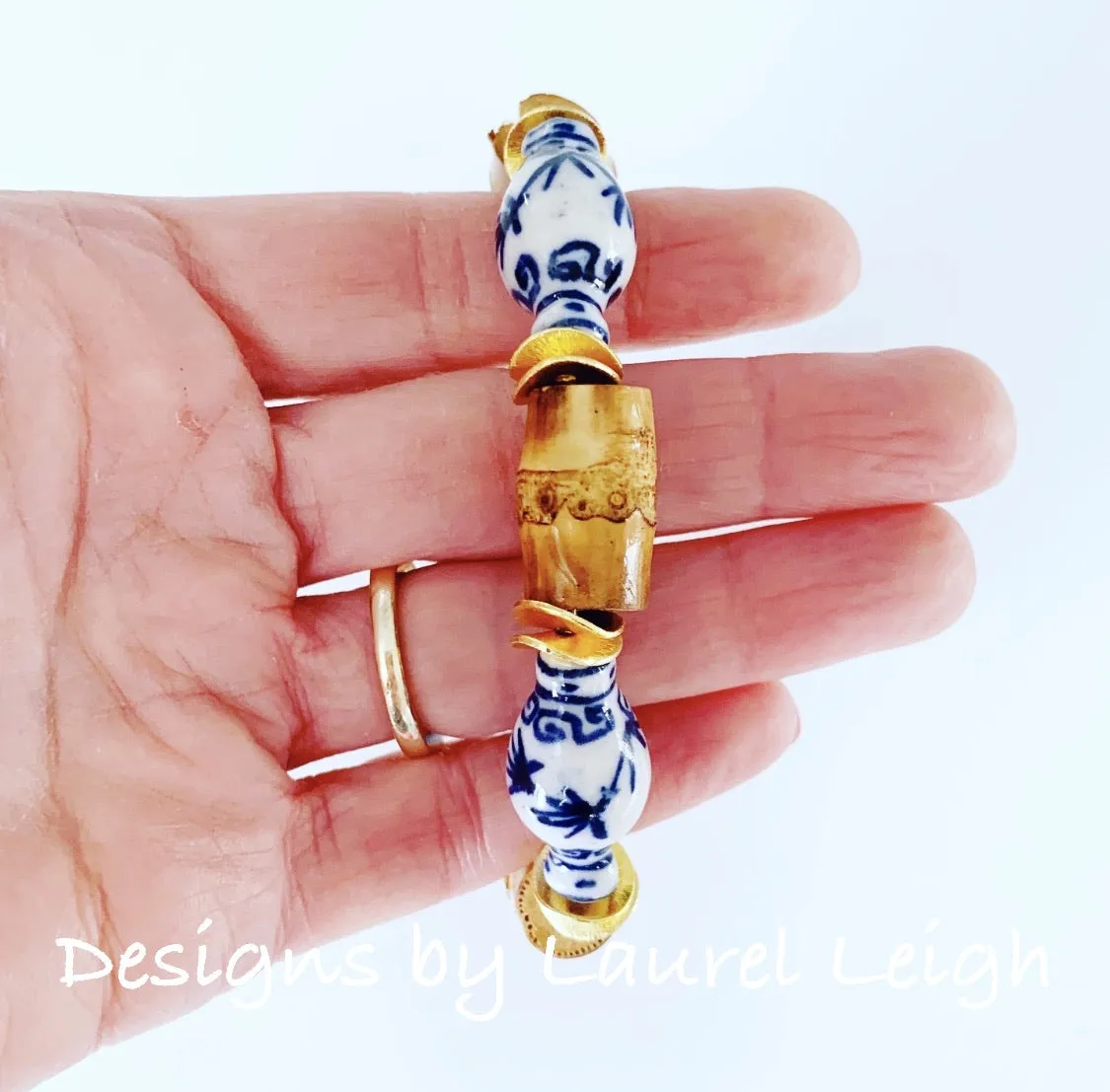 Blue & White Ginger Jar Bamboo Bracelet