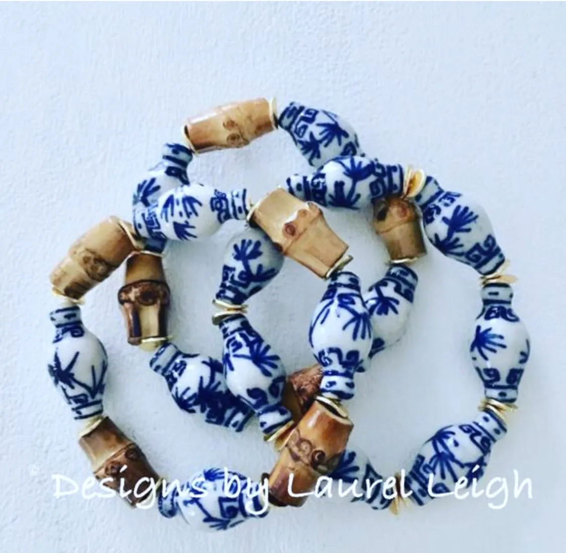 Blue & White Ginger Jar Bamboo Bracelet