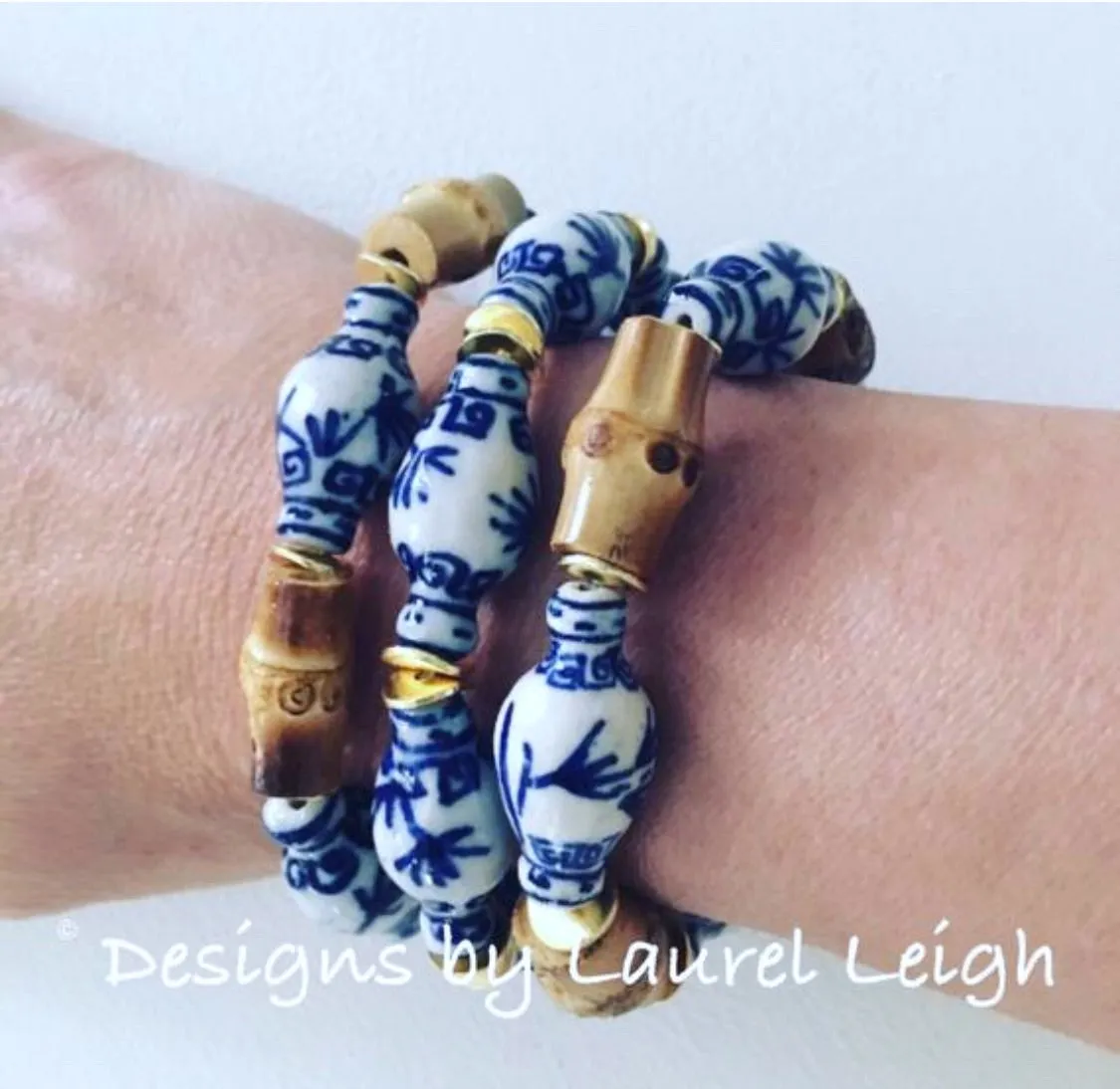 Blue & White Ginger Jar Bamboo Bracelet