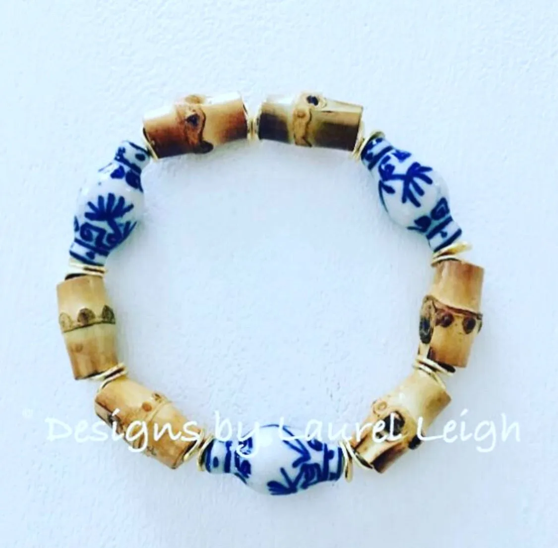 Blue & White Ginger Jar Bamboo Bracelet