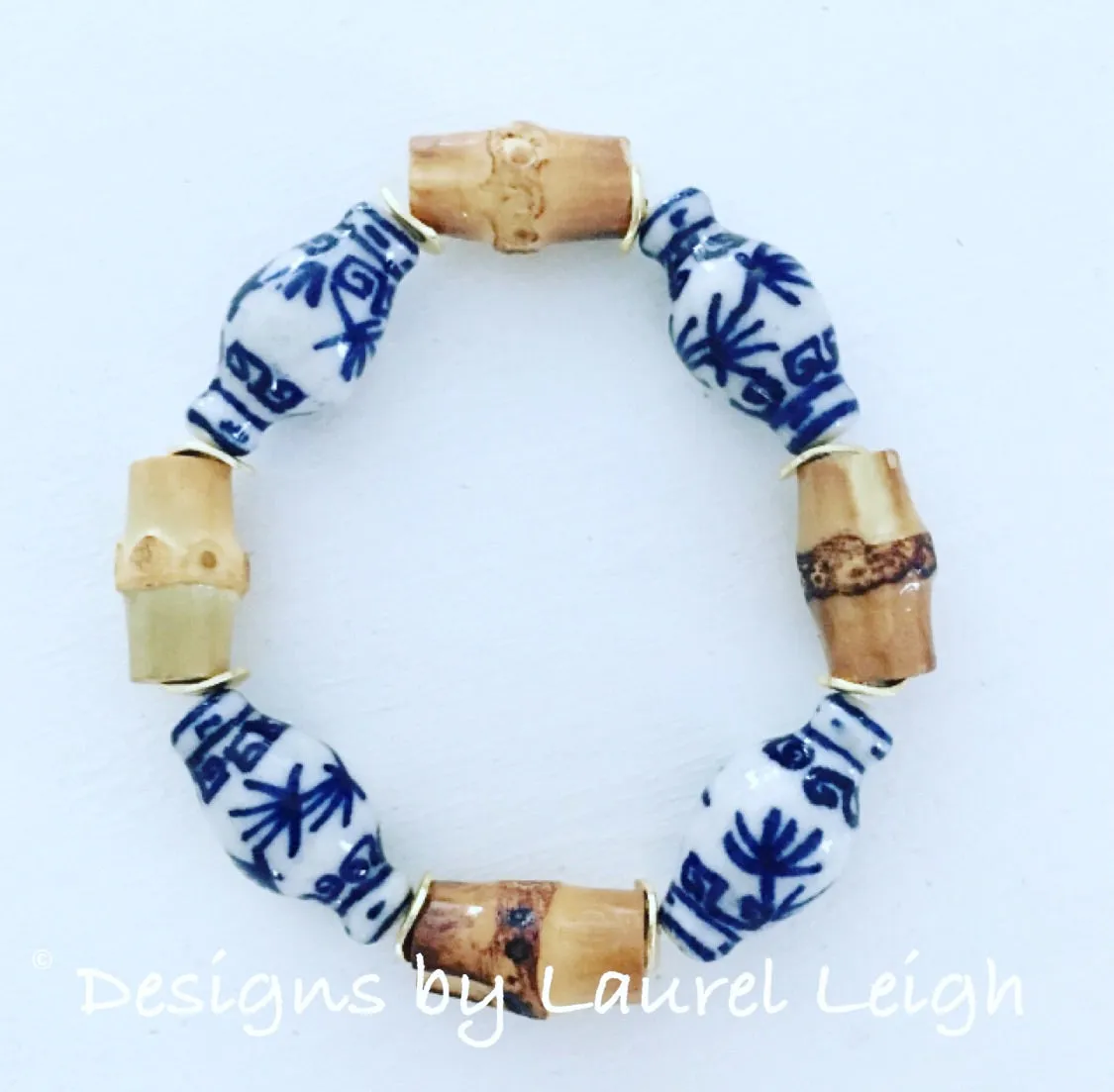 Blue & White Ginger Jar Bamboo Bracelet