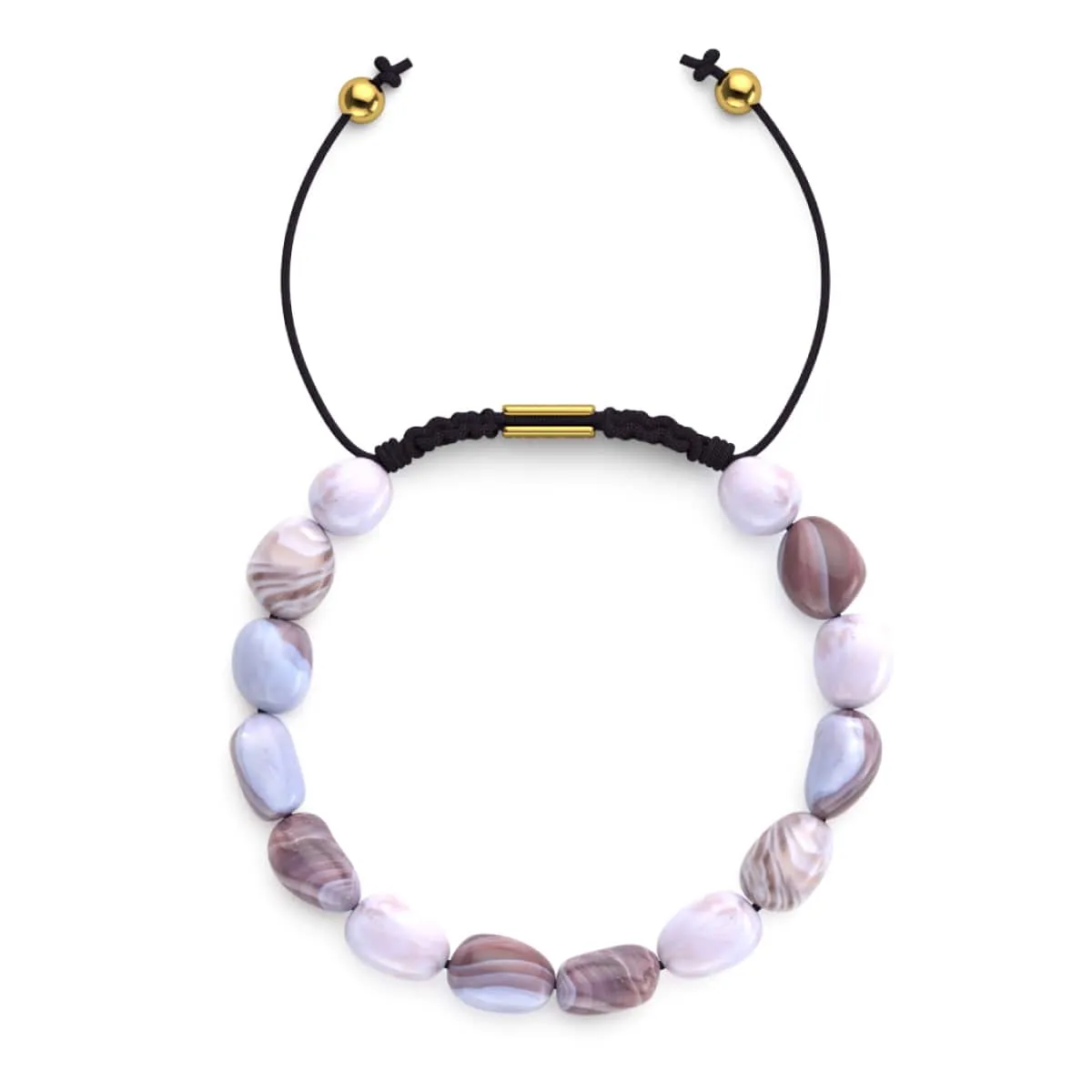 Botswana Agate | Gold | Gemstone Pebble Macrame Bracelet