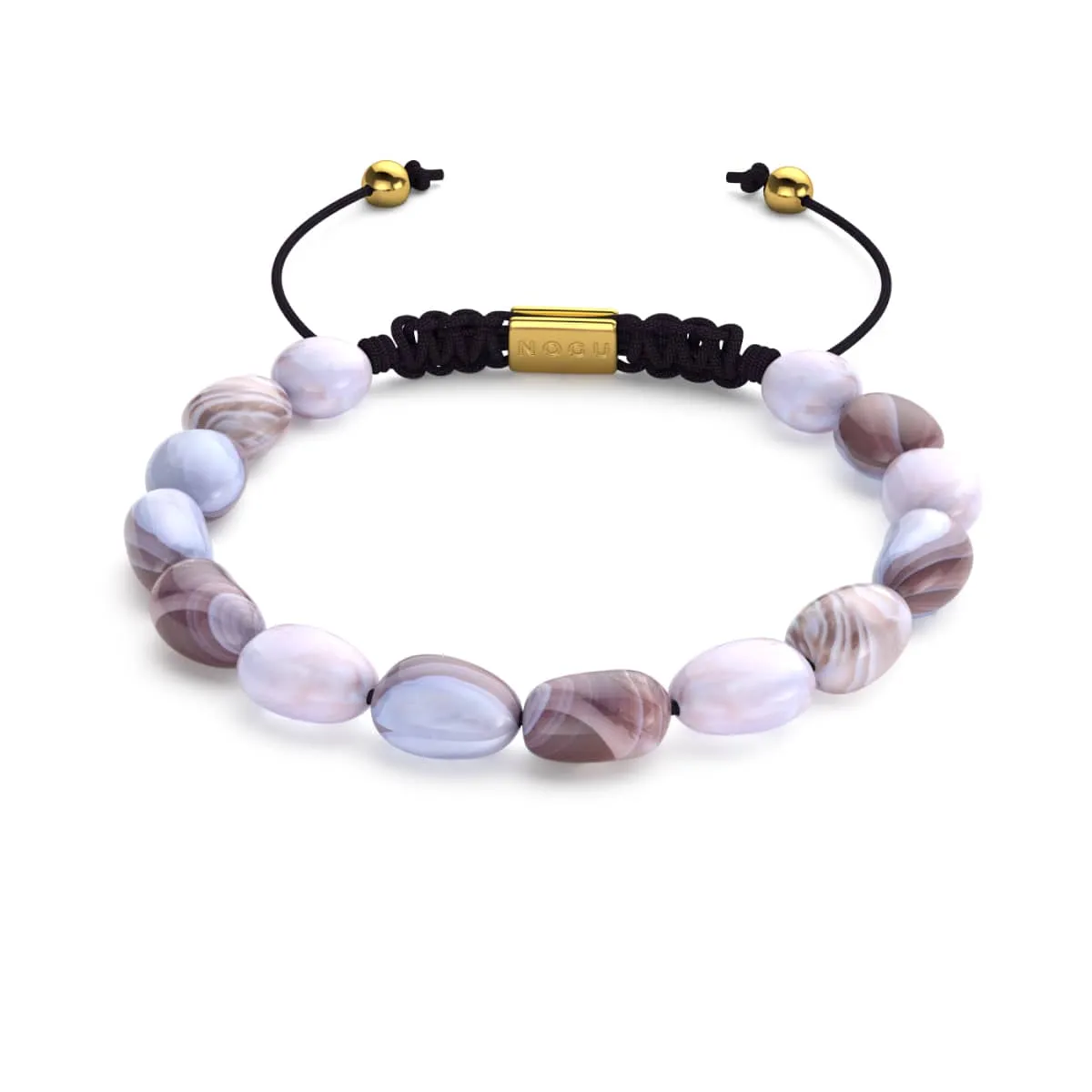 Botswana Agate | Gold | Gemstone Pebble Macrame Bracelet