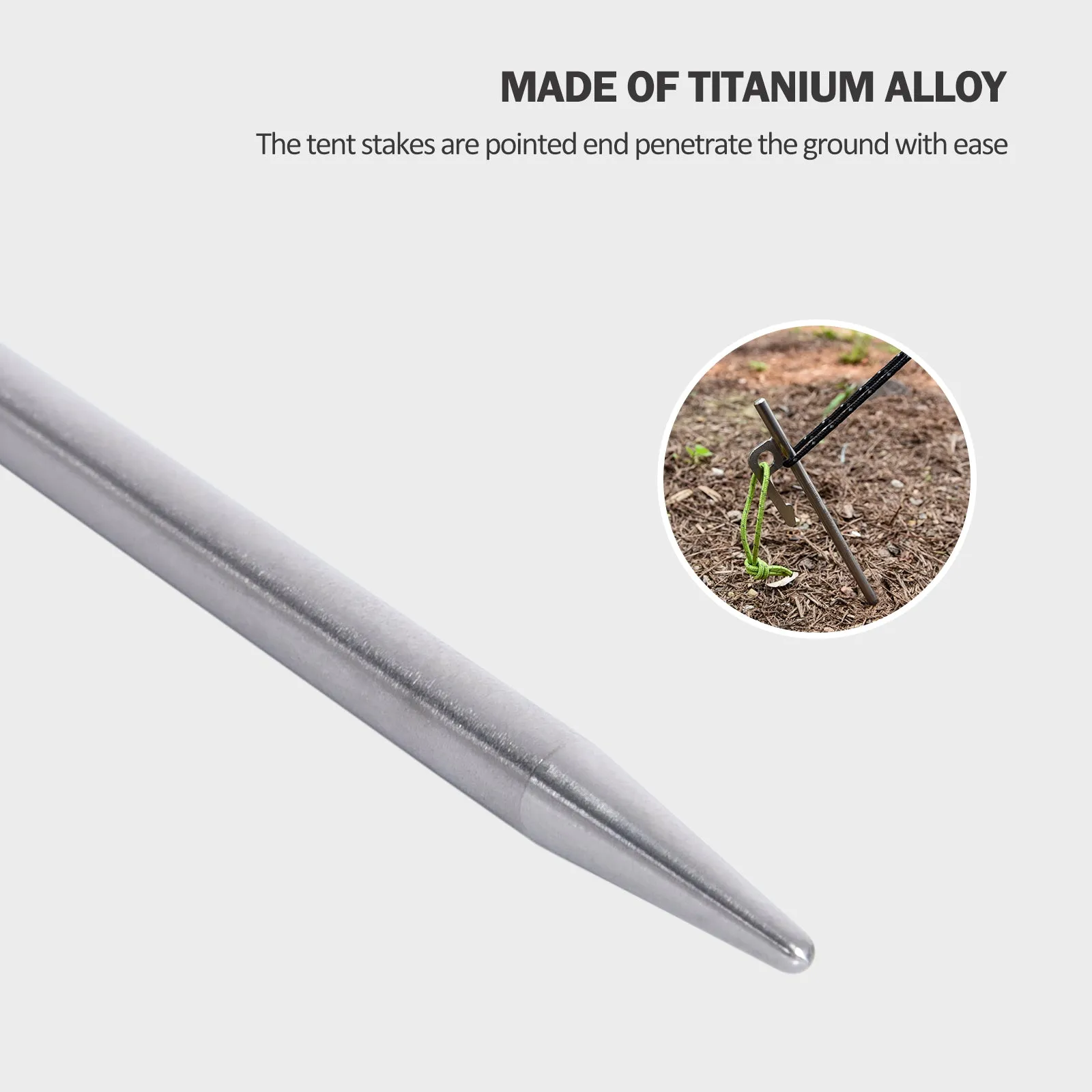 Boundless Voyage Camping Titanium Tent Stakes 20cm Outdoor Hiking Climbing Tent Nails Pegs Accessories for Hard Soil