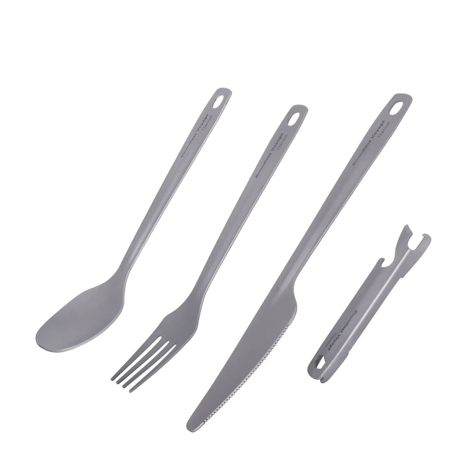 Boundless Voyage Titanium 4 in 1 Ultralightweight Cutlery Set For Home Outdoor Camping