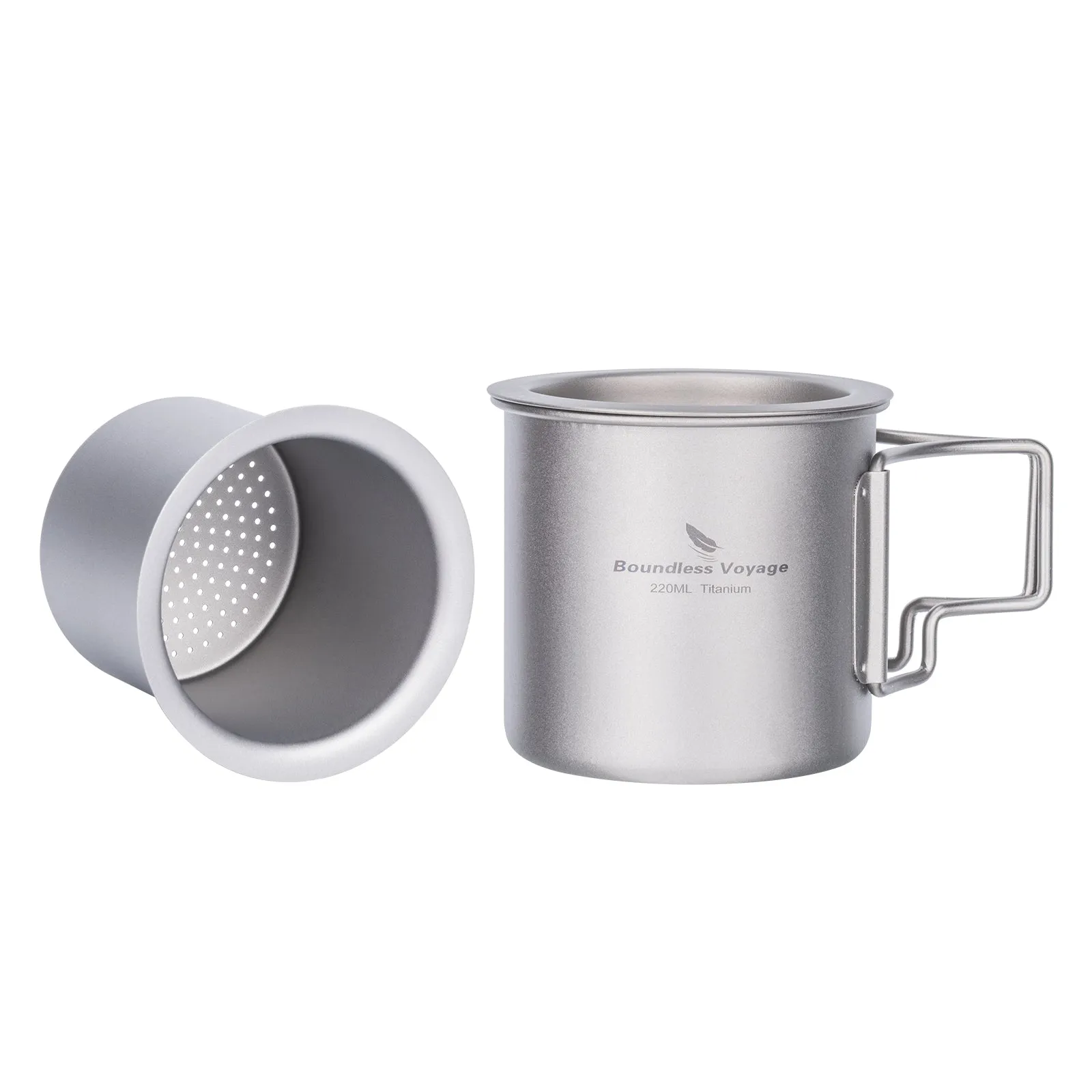 Boundless Voyage Titanium Mug with Tea Strainer 220ml Tea Coffee Cup Lightweight Outdoor Travel Portable Drinkware