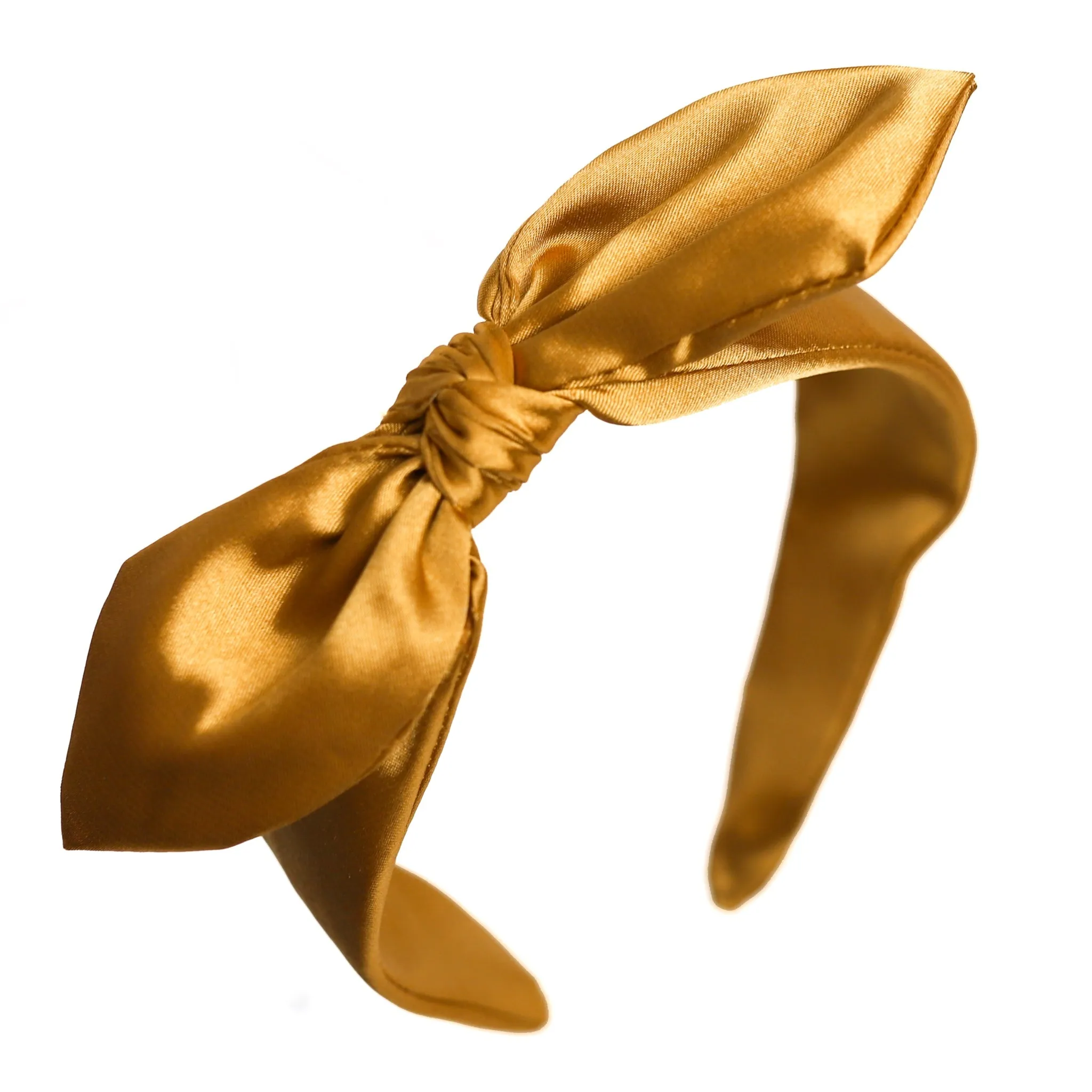 Bow Headband - Gold Satin