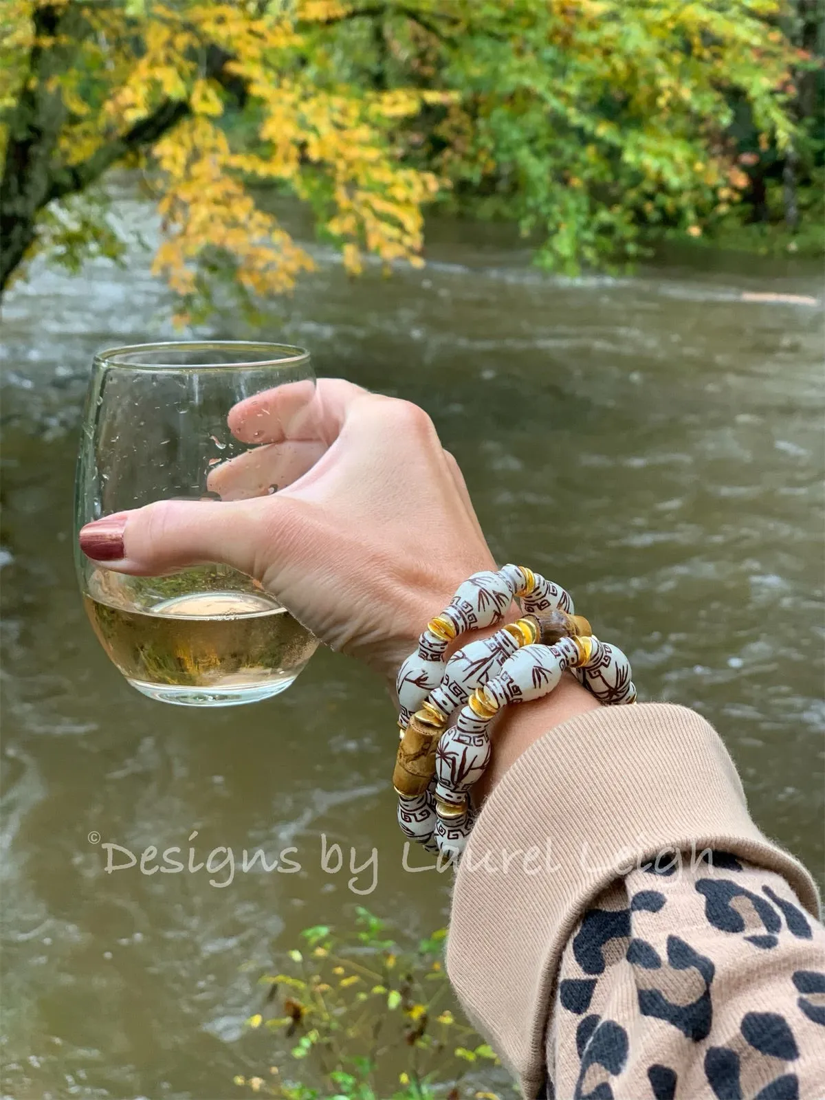 Brown Chinoiserie Ginger Jar Bamboo Bracelet