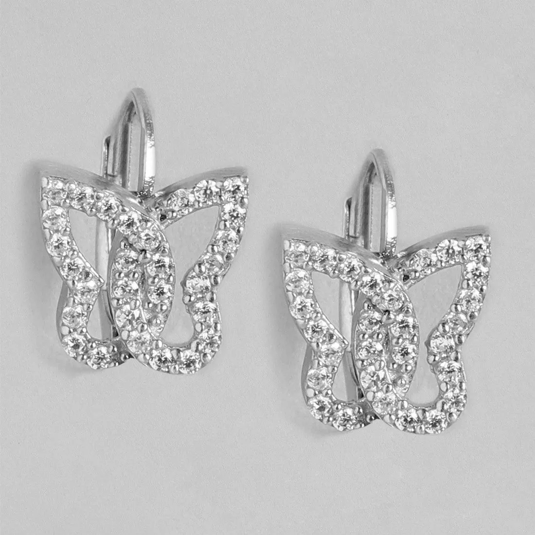 Butterfly CZ Rhodium Plated 925 Sterling Silver Earrings