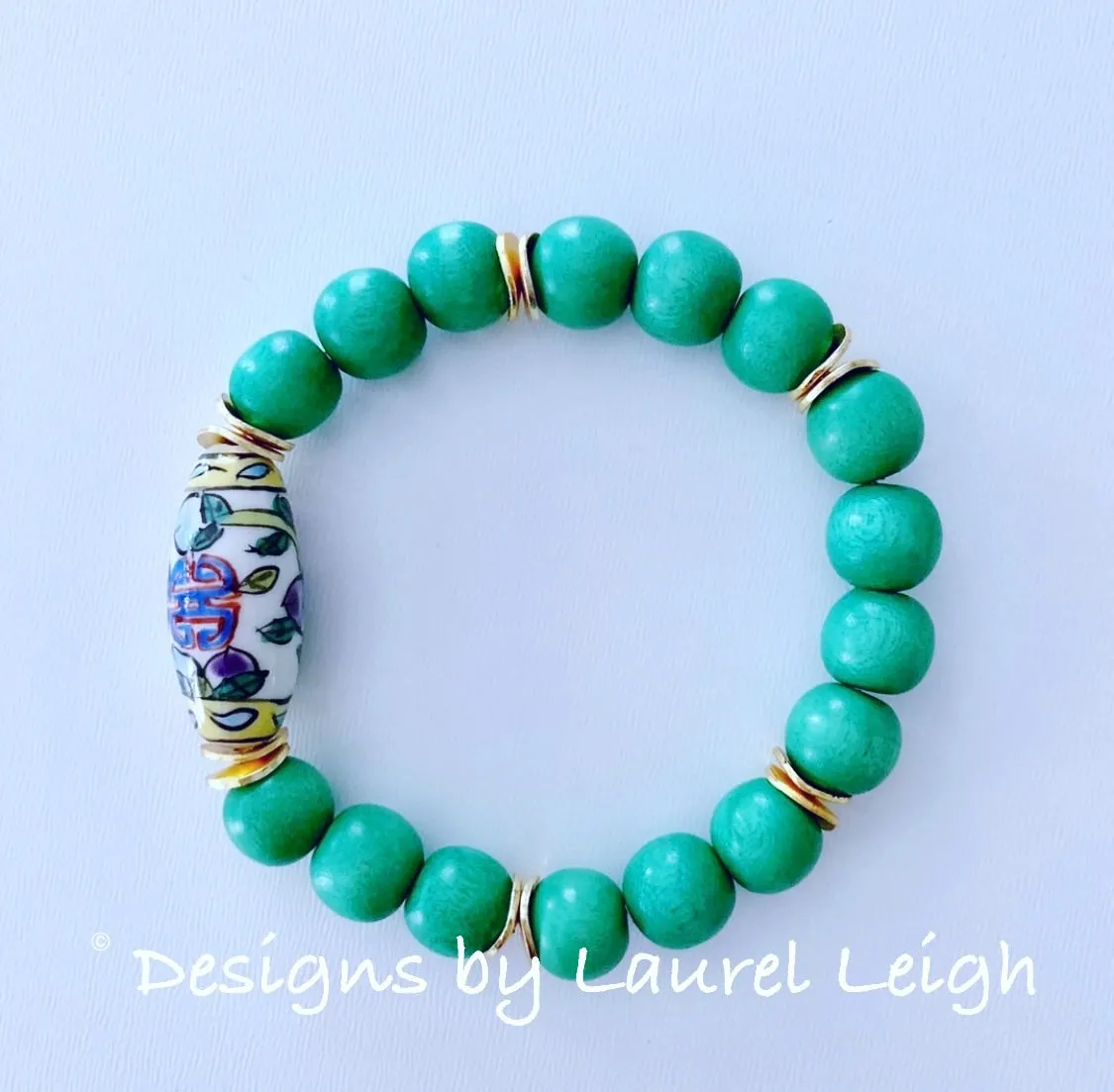 Chinoiserie Bead Statement Bracelet - Kelly Green