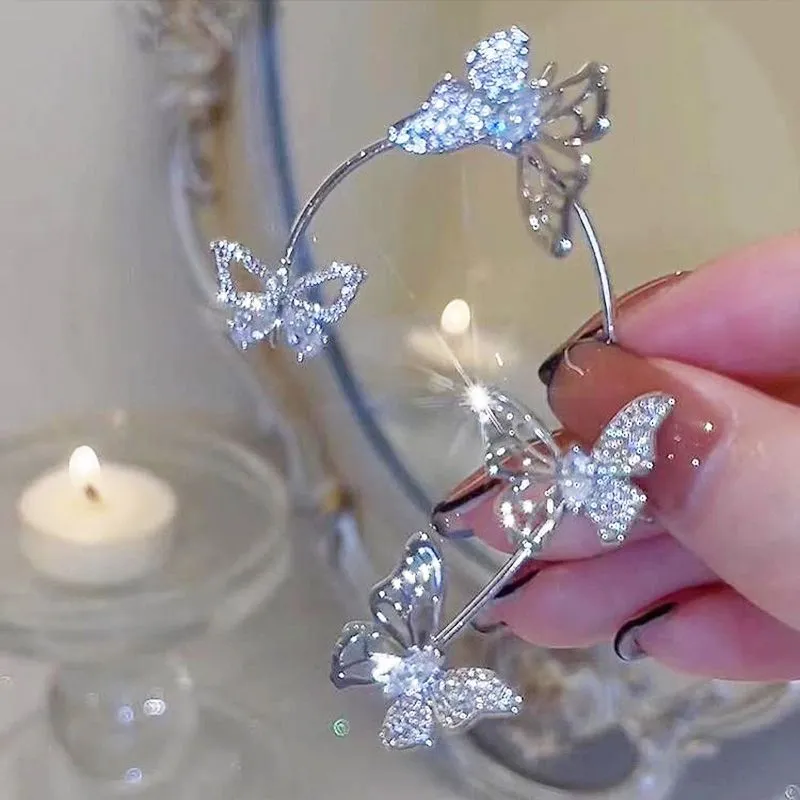 Christmas Gift * Super Sparkling Zircon Butterfly Earring