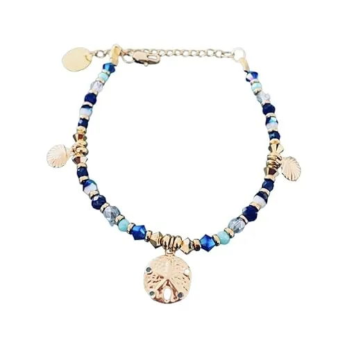 Clover Women's Bracelet With Shells | Swarovski Magic Natural Stones and 24K Gold Plated Heishi Pearls | Golden Bracelet | Gift Jewelry | Gold Women's Jewelry | Women's Gift idea | Gift jewelry