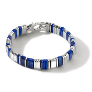 Colorblock Silver 5mm Bracelet with Lobster Clasp with Lapis Lazuli, Blue Lace Agate, & Blue Enamel by John Hardy