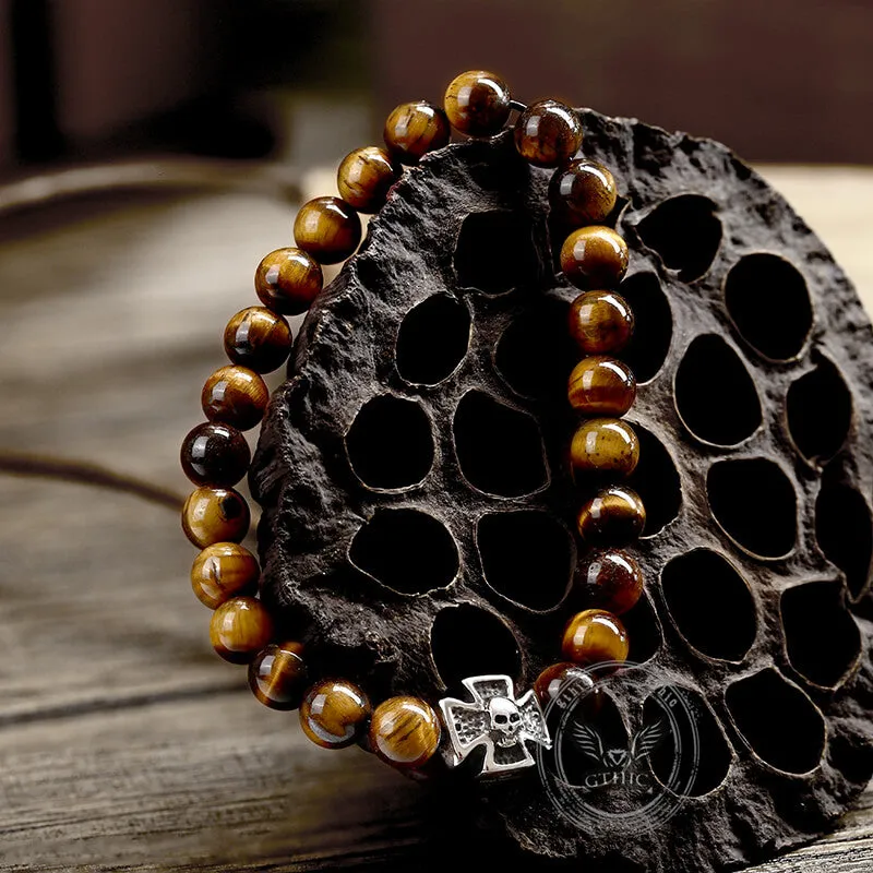 Cross Skull Stainless Steel Men's Bead Bracelet