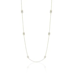 Diamond 14K Yellow Gold Circle Link Station Chain Necklace