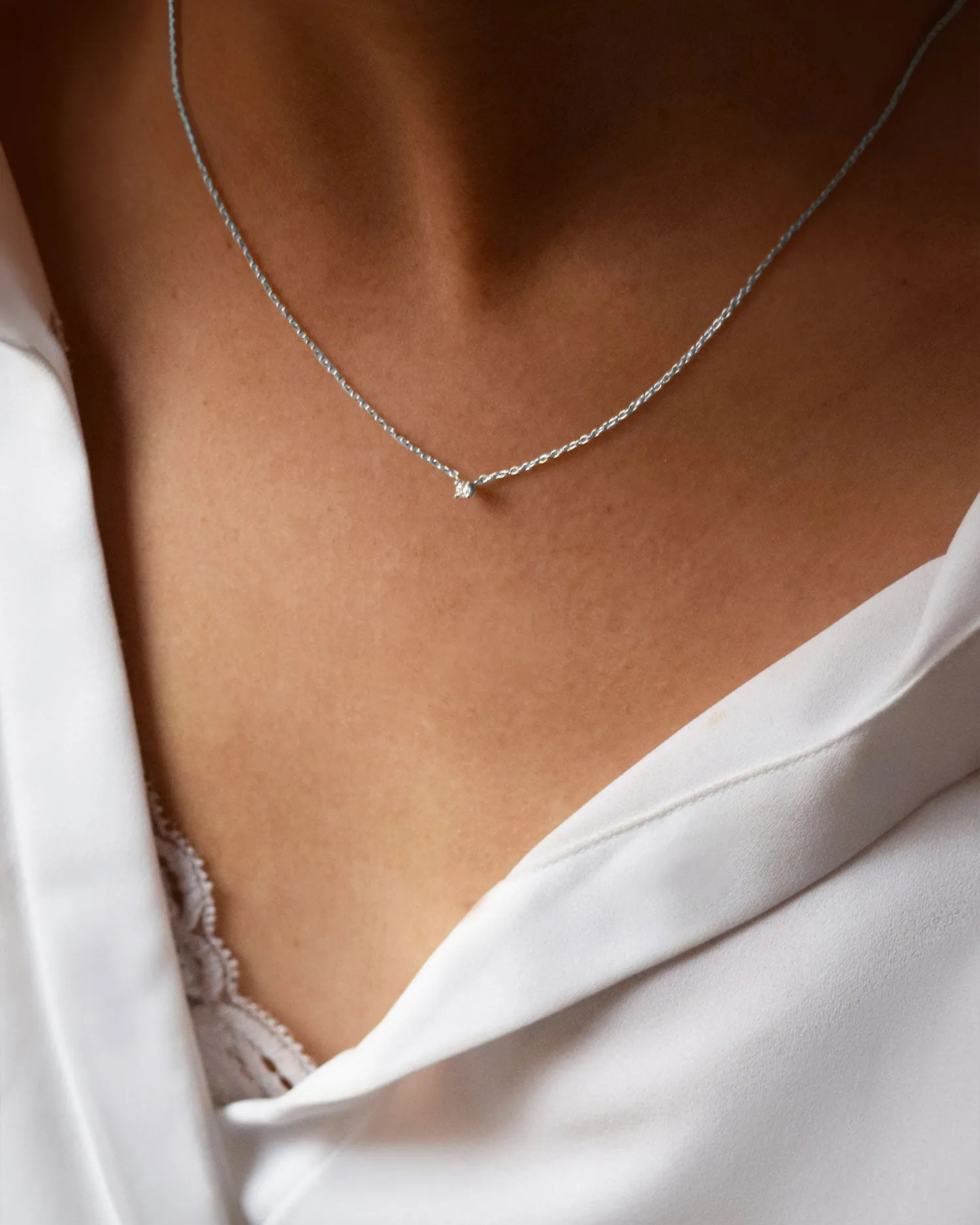 Diamond Sky drop necklace silver