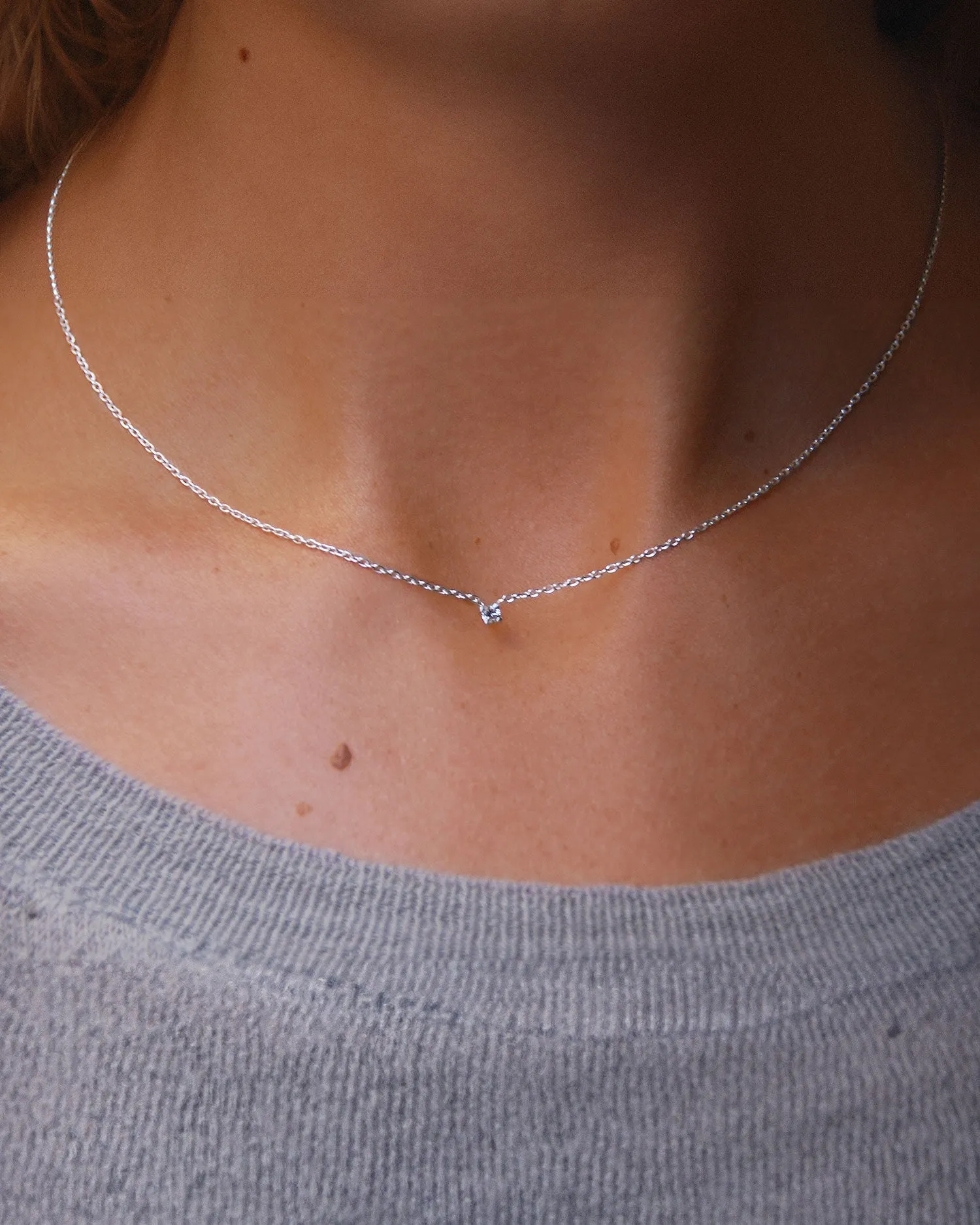 Diamond Sky drop necklace silver