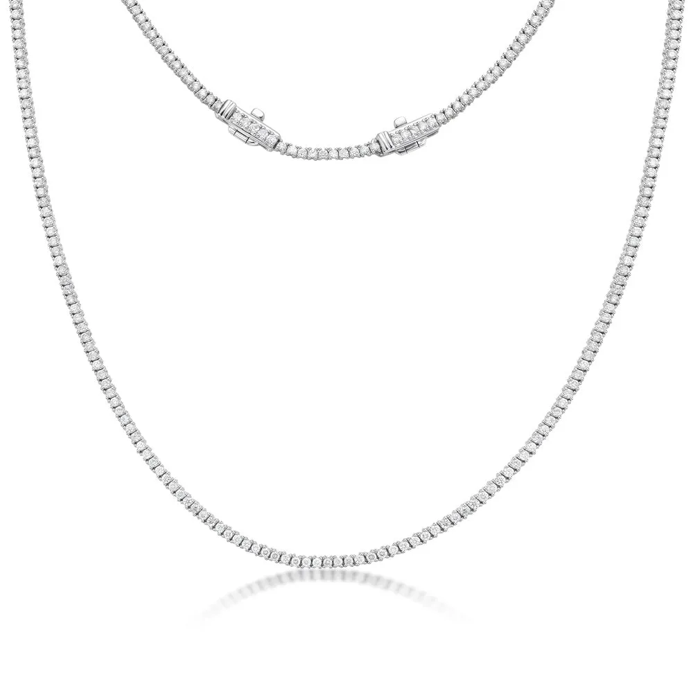 Diamond Tennis Necklace (4.00 ct.) 2.20 mm 4-Prongs Setting in 14K Gold   Chain Extender